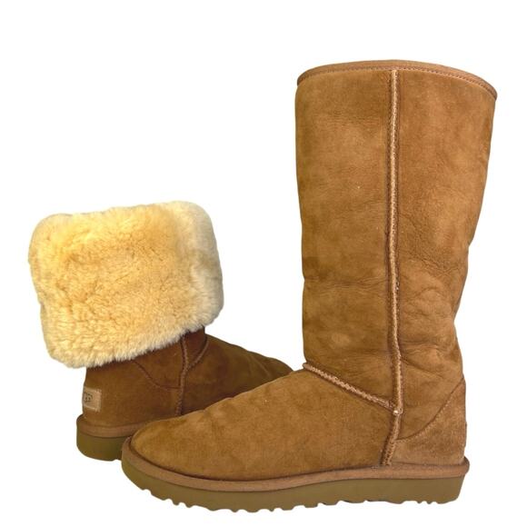 UGG Classic II Women's Brown Suede Leather Round Toe Pull On Winter Boots Size 8 - Picture 7 of 9